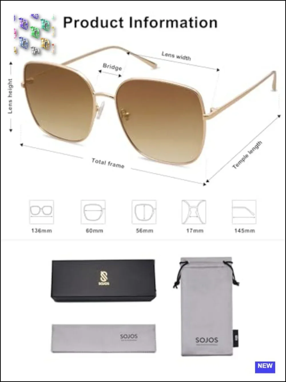 Oversized Square Metal Frame Sunglasses UV400 Protection Retro Big Lens